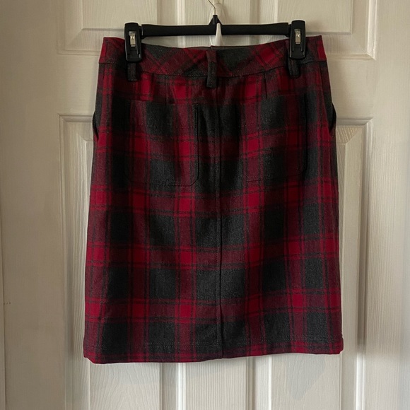 Eddie Bauer Wool Plaid Pencil Skirt Red Size 2 Preppy Academia Clueless - Picture 2 of 6